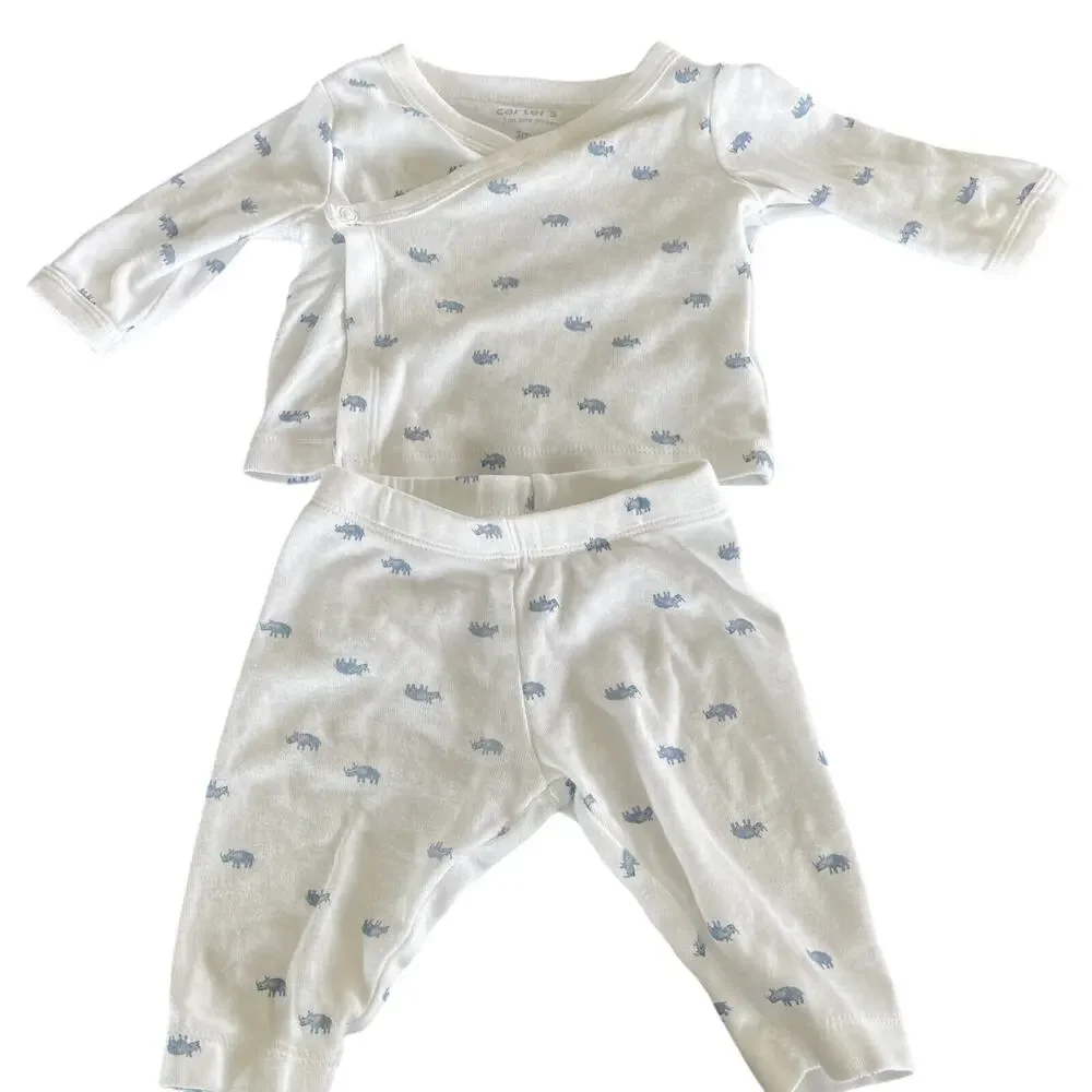 3m Onesie Lot Baby Boys Carter's Cat & Jack Sleeper Blue Grey Preowned Casual